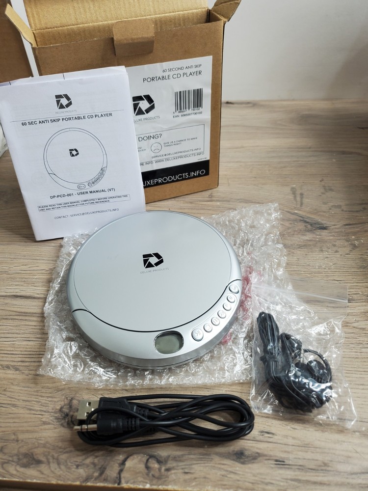 CD Player Portable with 60 Second Anti Skip, Stereo Earbuds, Includes Aux in ...