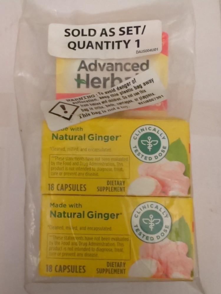 Advanced Herbals Motion Sickness Non Drowsy Ginger Capsules 36 Count Travel Pack