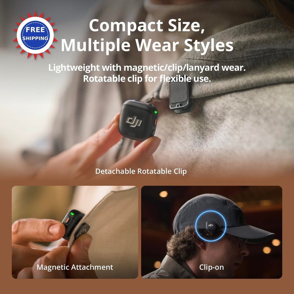 Wireless Microphone DJI Mic 3 Transmitter for iPhone Camera Android Lightweight