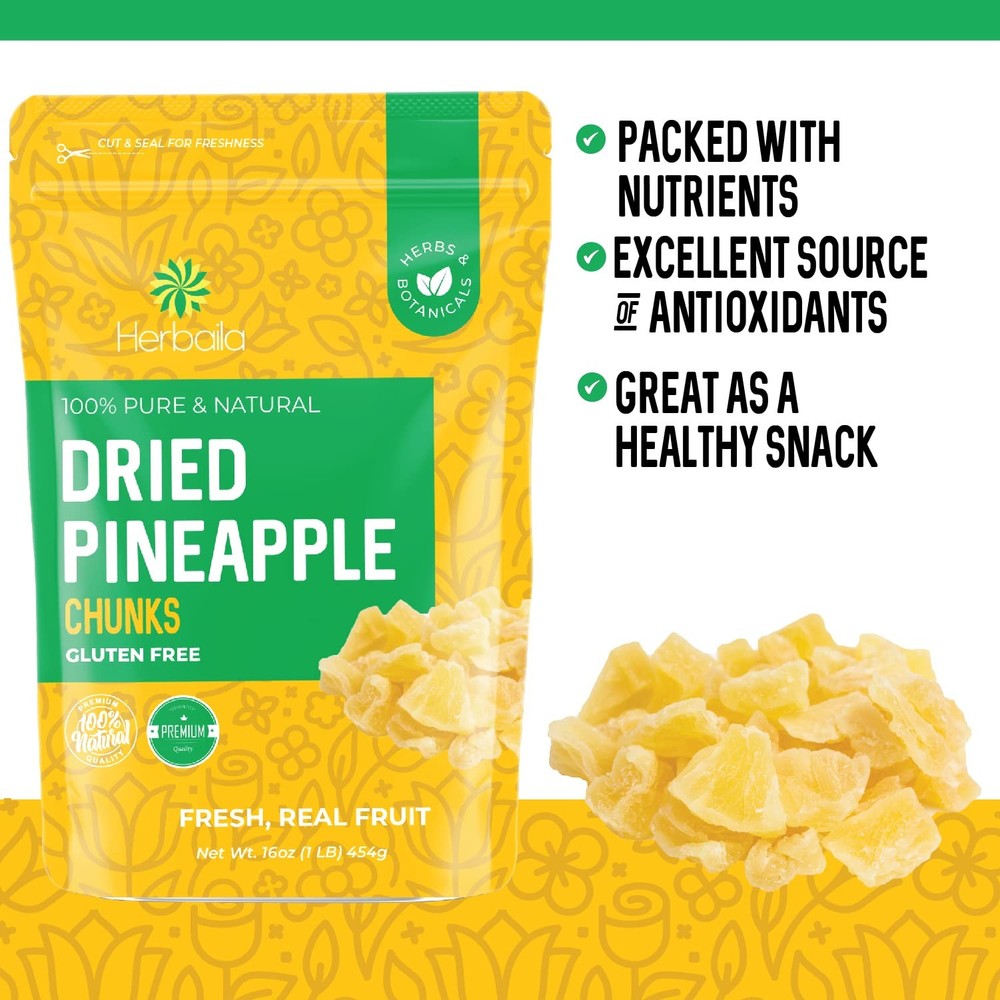 Dried Pineapple Chunks, 1 Pound. Dehydrated Pineapple Chunk, Dehydrated Pinea...