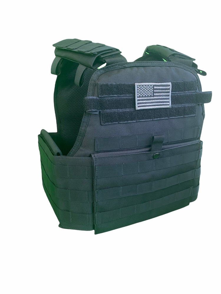 Tactical Vest BLACK Plate Carrier Rig- Adjustable.