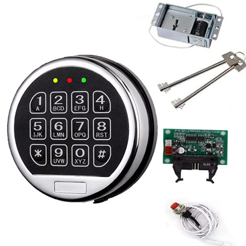 Gun Safe Lock Replacement Chrome Keypad Safe Lock with Solenoid 2 Master Keys