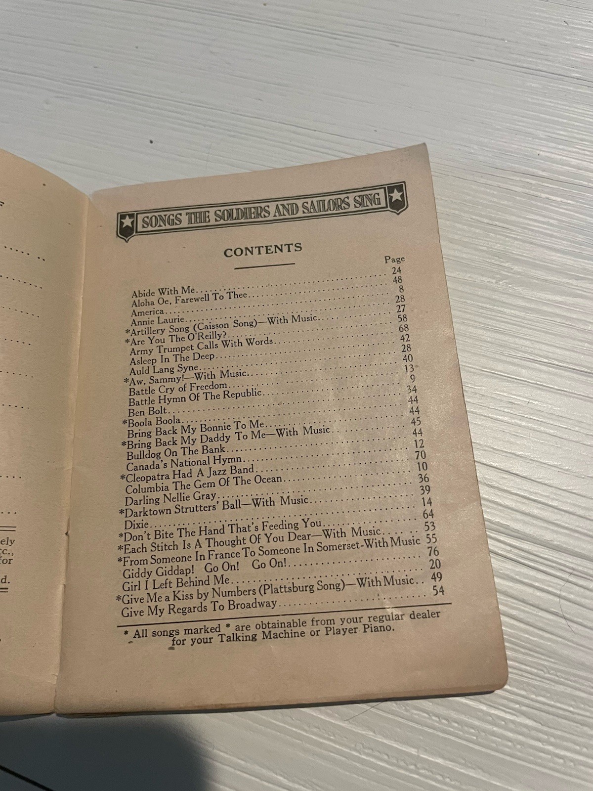 1918 Songs The Soldiers and Sailors Sing World War 1