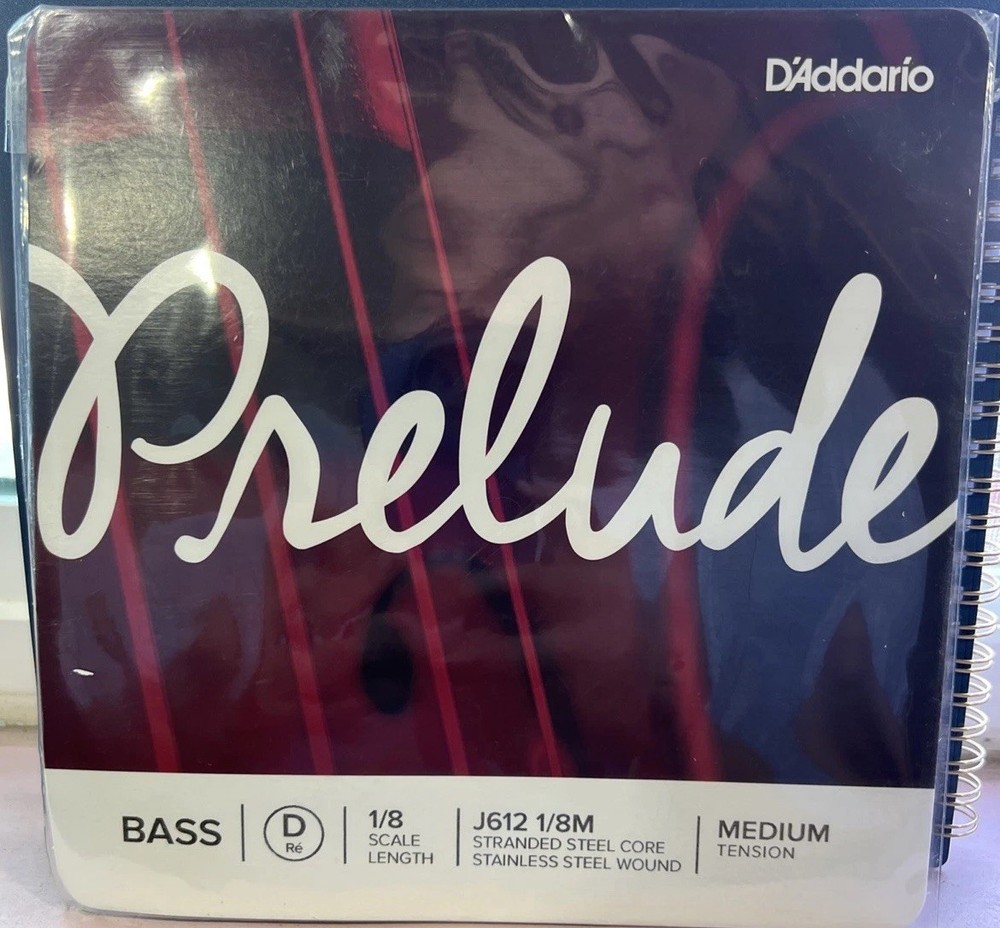 D'Addario Prelude Bass Single D String, 1/8 Scale, Medium Tension