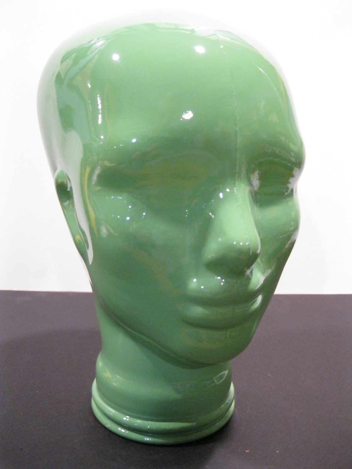 Glass Head, Opaque SEA FOAM , Life Size Mannequin Head. Great for Room Decor.
