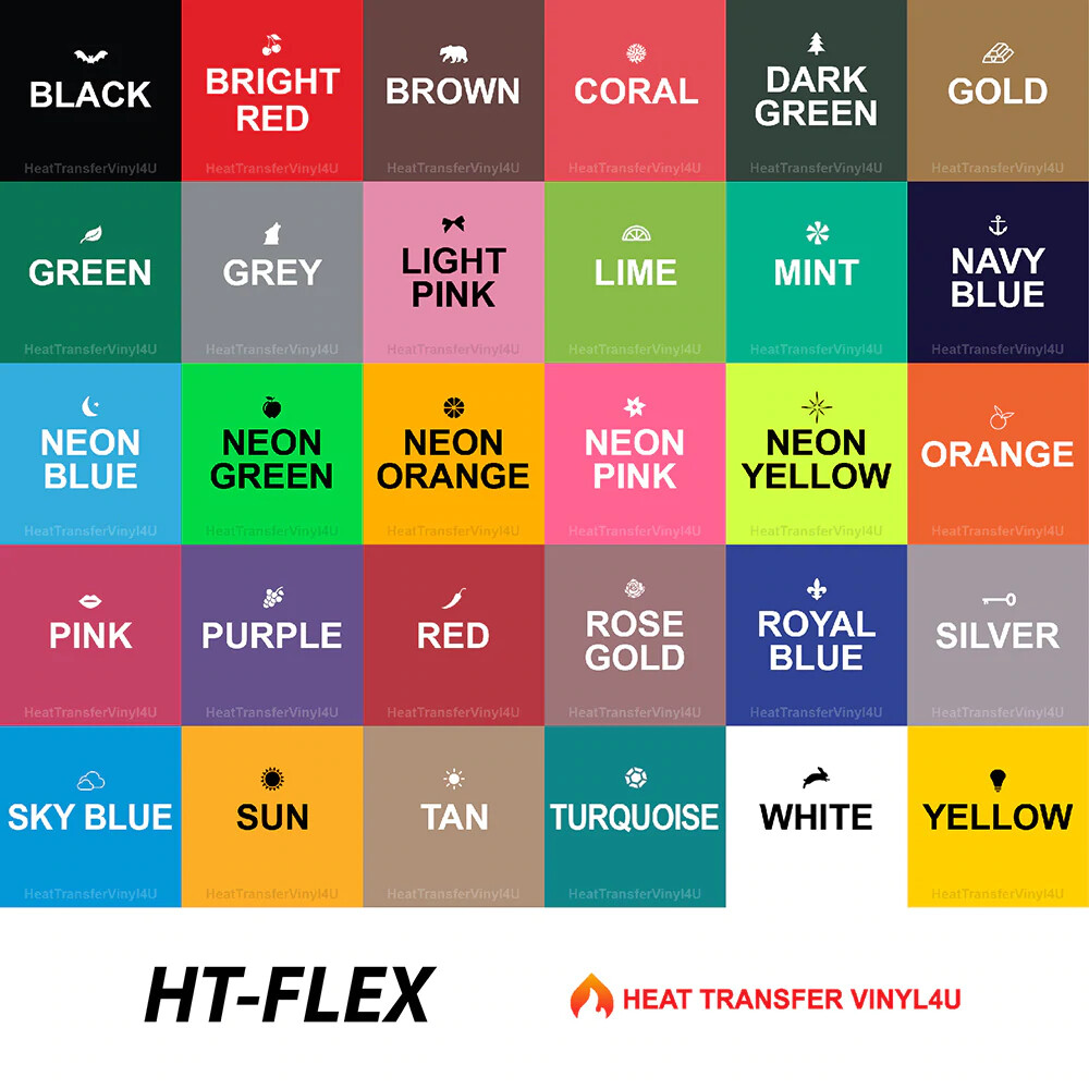 HT-Flex 20" Heat Transfer Vinyl Roll HTV Iron-on Heat Press for Garments