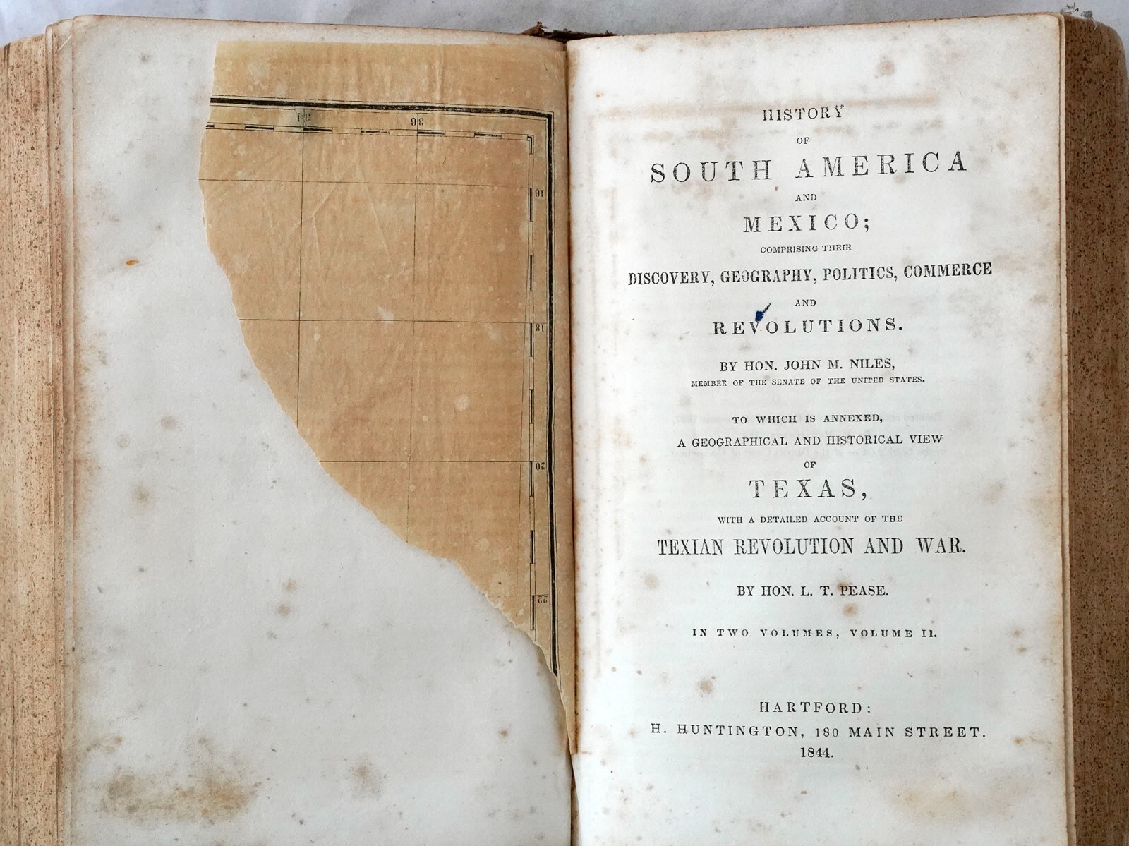 1844 South America and Mexico TEXAS Revolution - Senator John Niles & Pease