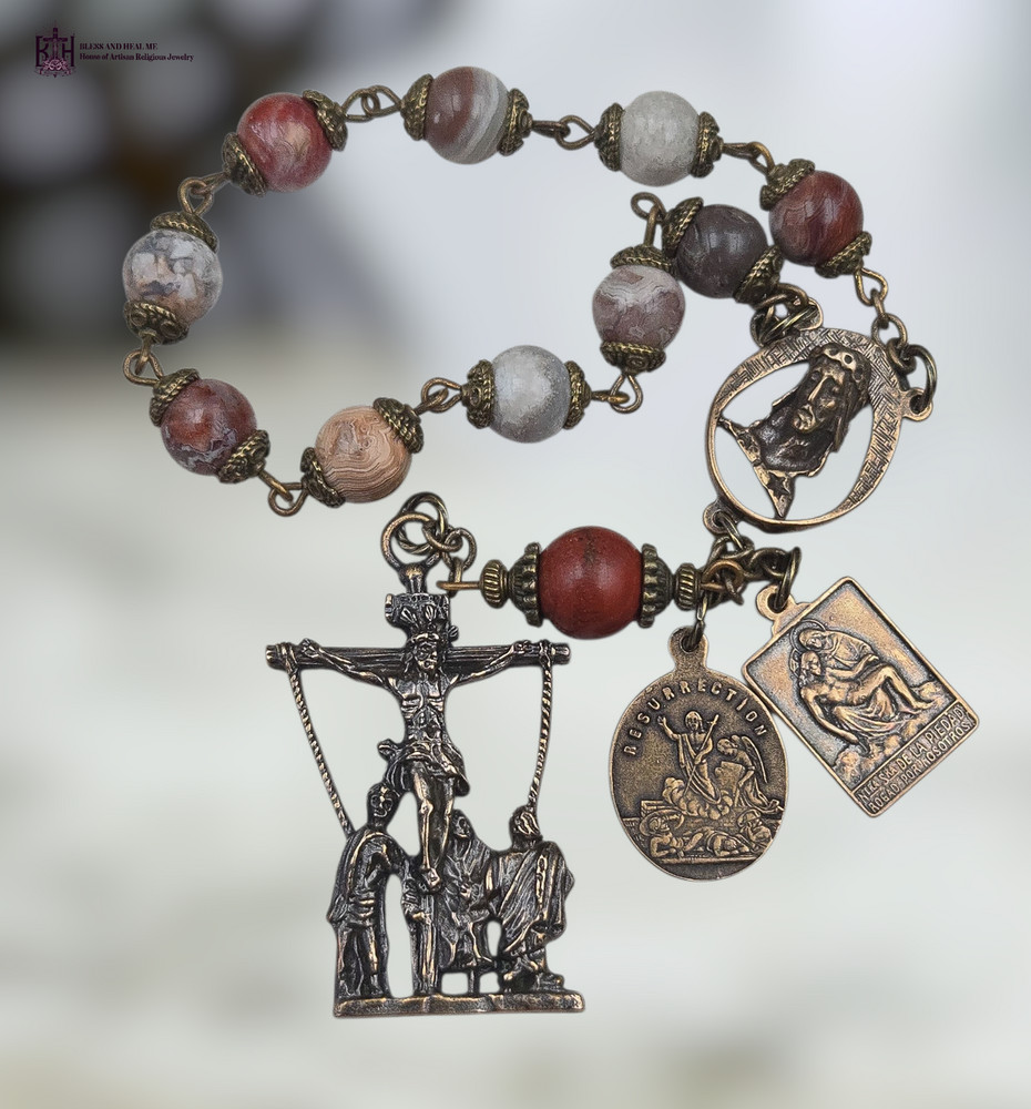 Exaltation Sorrows to Triumph Chaplet | Heritage Bronze| Agate