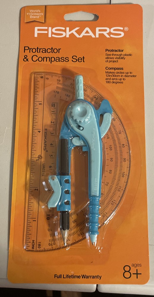 Teal Fiskars  Protractor & Compass Set
