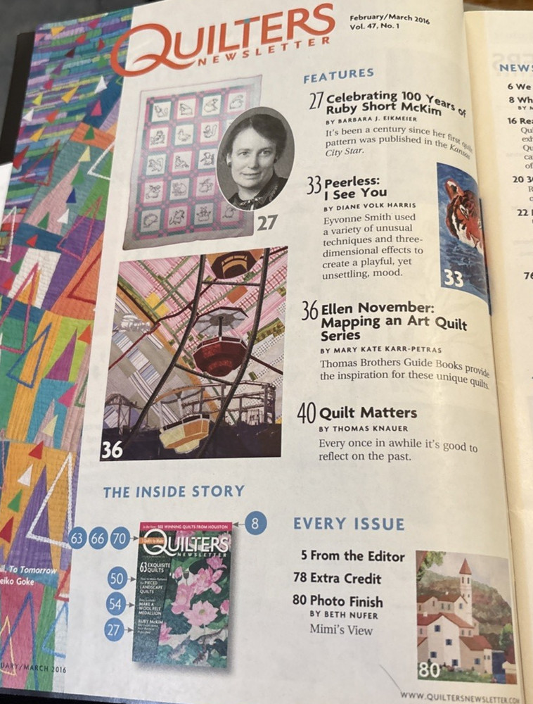 Rare Quilters Newsletter Patterns Febr/March2016