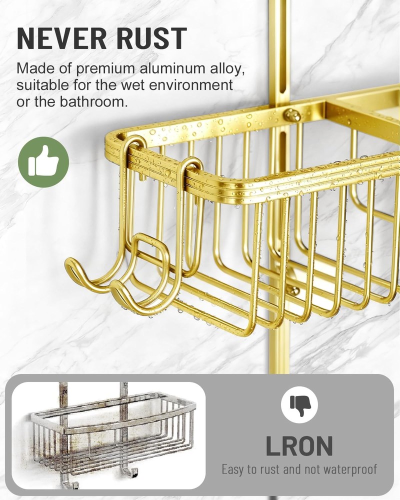 Adjustable Shower Caddy Hanging for Handheld Showerheads - Never Rust Shower ...