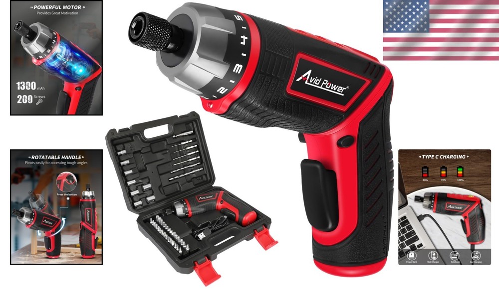 Compact Cordless Screwdriver with 50in-lbs Torque & LED Light for Precision