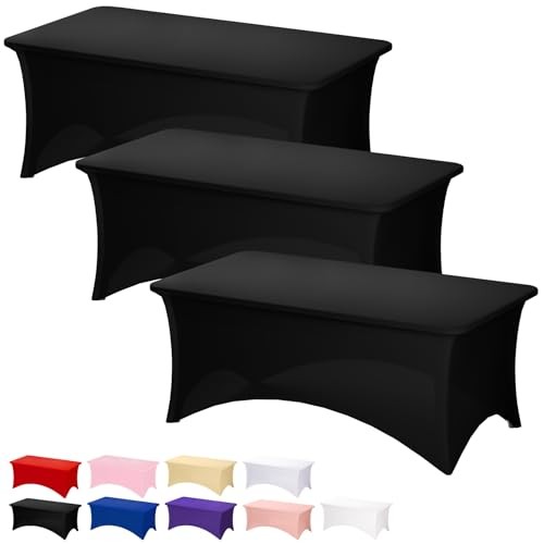 3 Pack Table Cloth for 6FT Rectangle Tables, Rectangular 6Feet-3Pack Black
