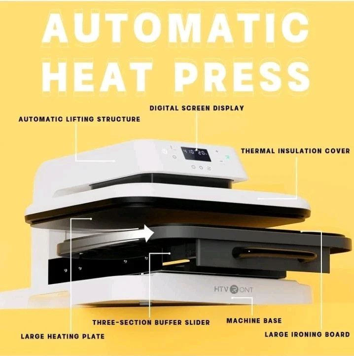 HTVRONT 15"x15" Automatic Heat Press Machine for T Shirts with Auto Release