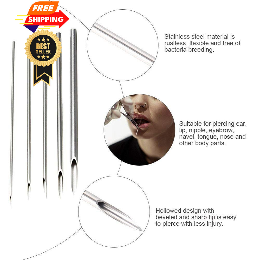 prgislew Belly Piercing Kit Professional 12 Piece Set, Silvers