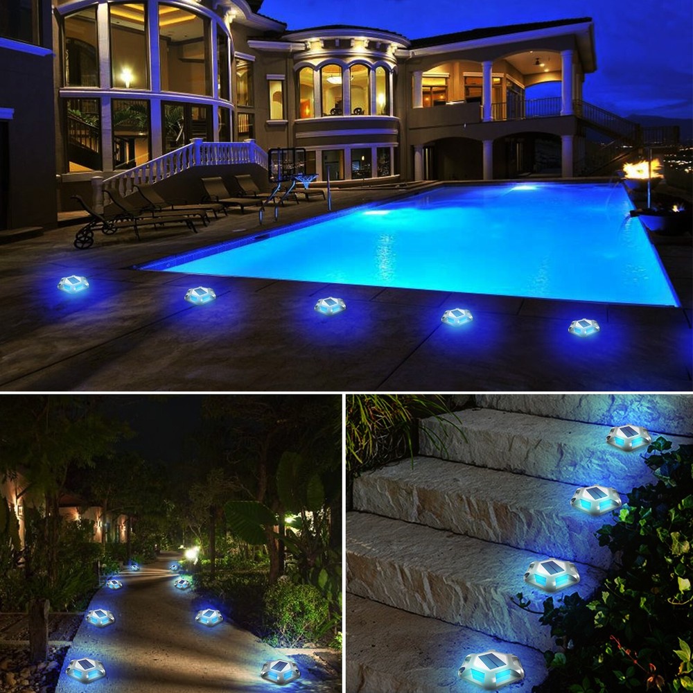 4Pcs Solar LED Deck Lights Outdoor Landscape Light Path Driveway Step Dock Light