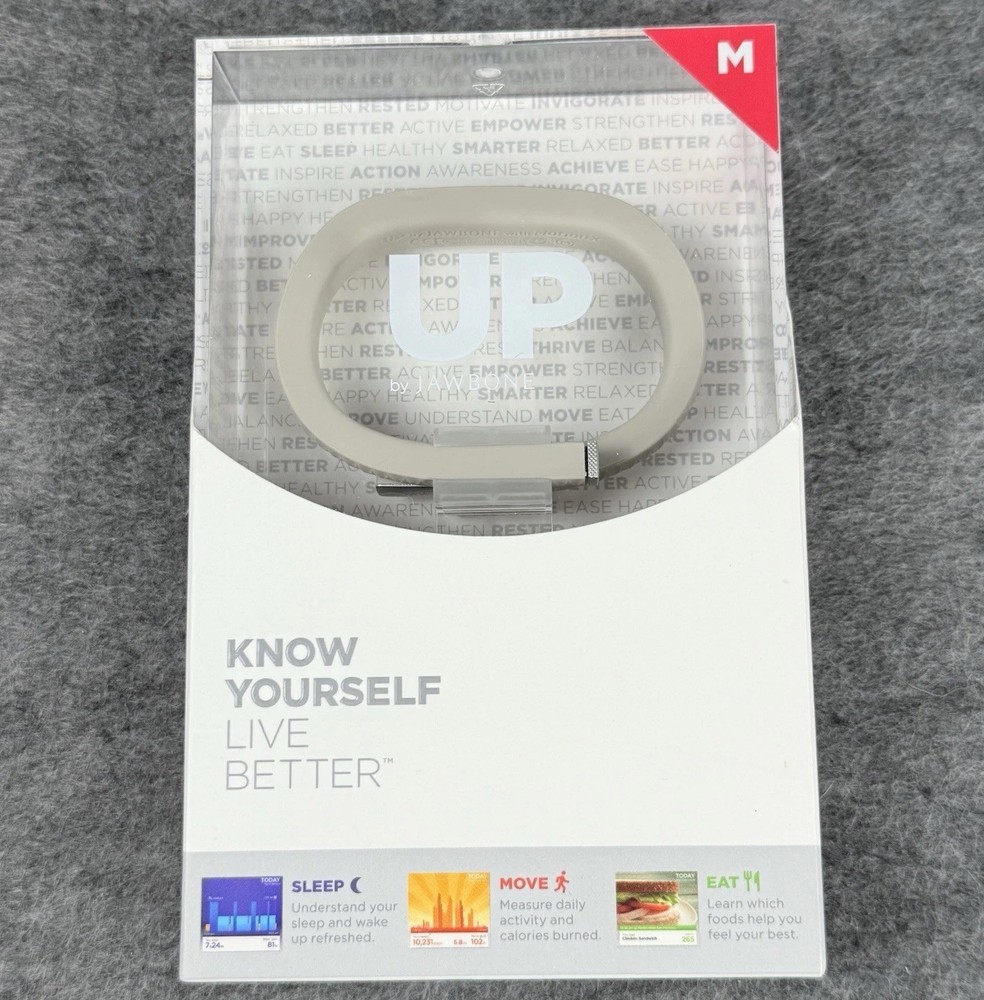 UP by Jawbone Wireless Wristband Activity Tracker Medium Light Gray Sealed