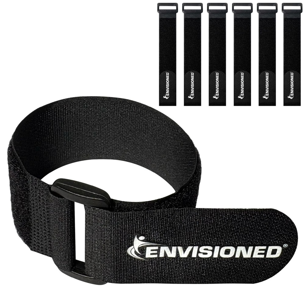 Cinch Straps 2"x30" 6-Pack, Strong Hook & Loop Securing Straps (Black)