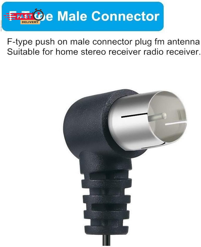 FM Antenna for Stereo Receiver Indoor, FM Radio Antenna 75 Ohm UNBAL F Type Male