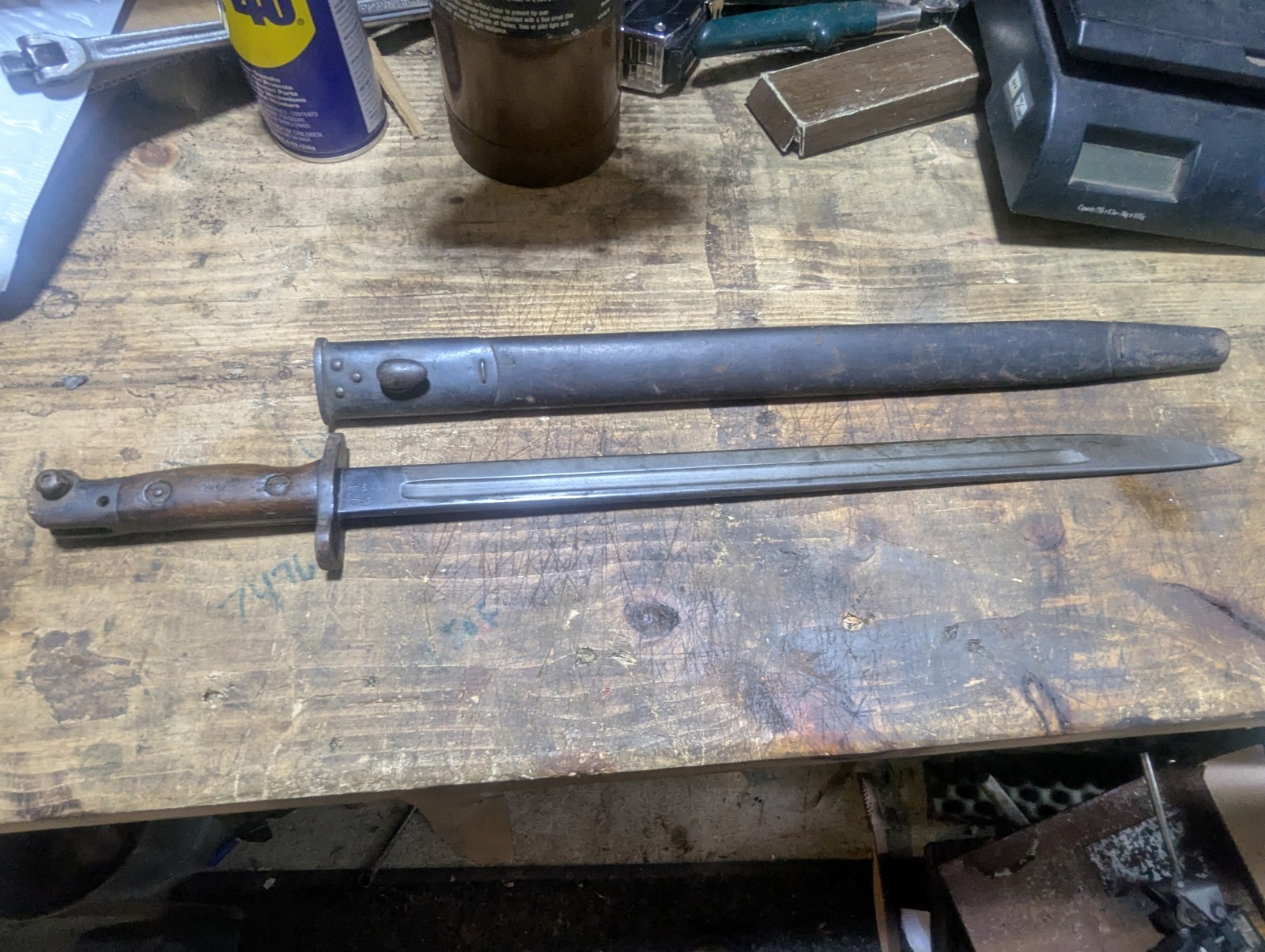 ORIGINAL SCARCE WWI BRITISH 1907 PATTERN SMLE BAYONET And Scabbard