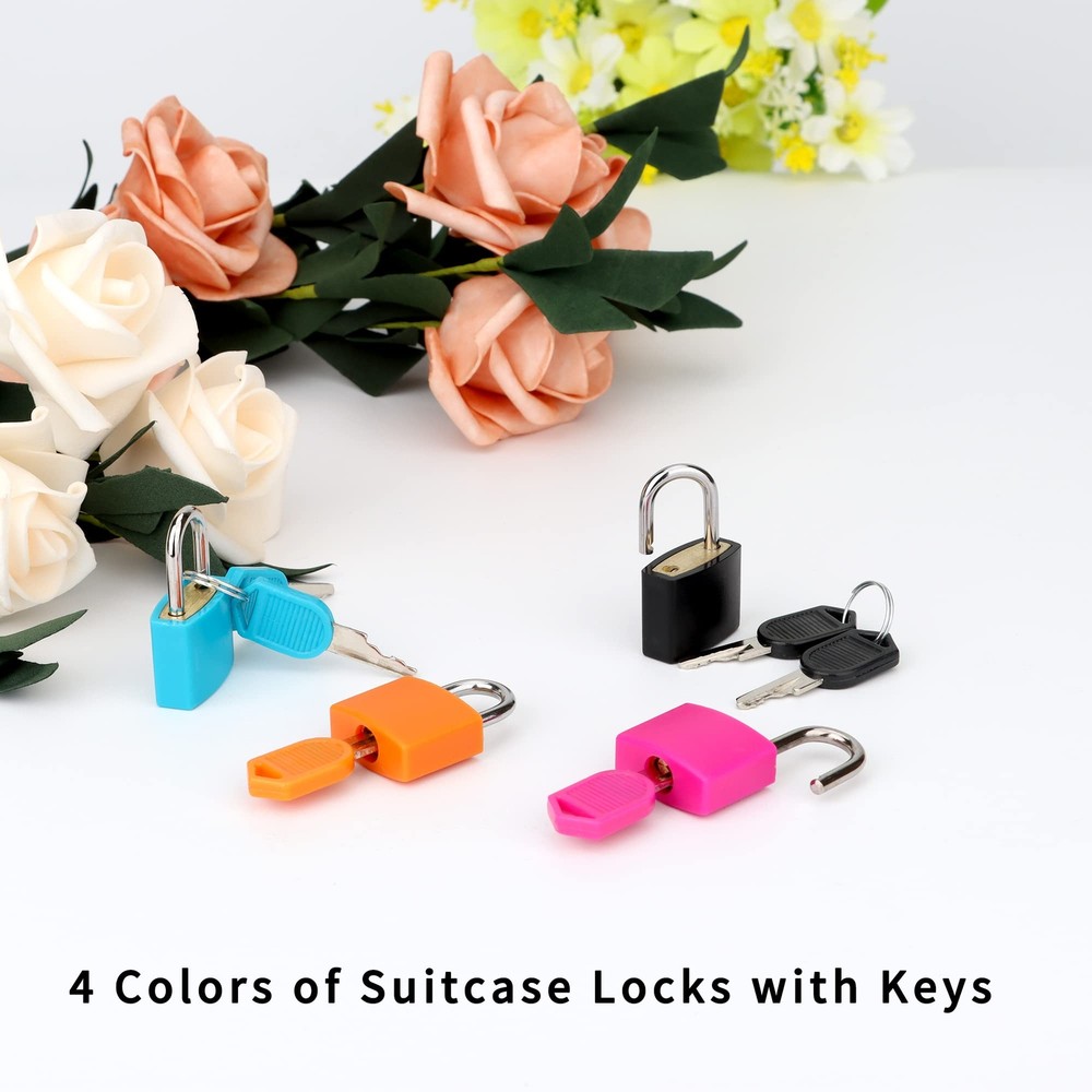 4 Pack Suitcase Locks with Keys Colorful Mini Padlocks for Backpacks Boxes