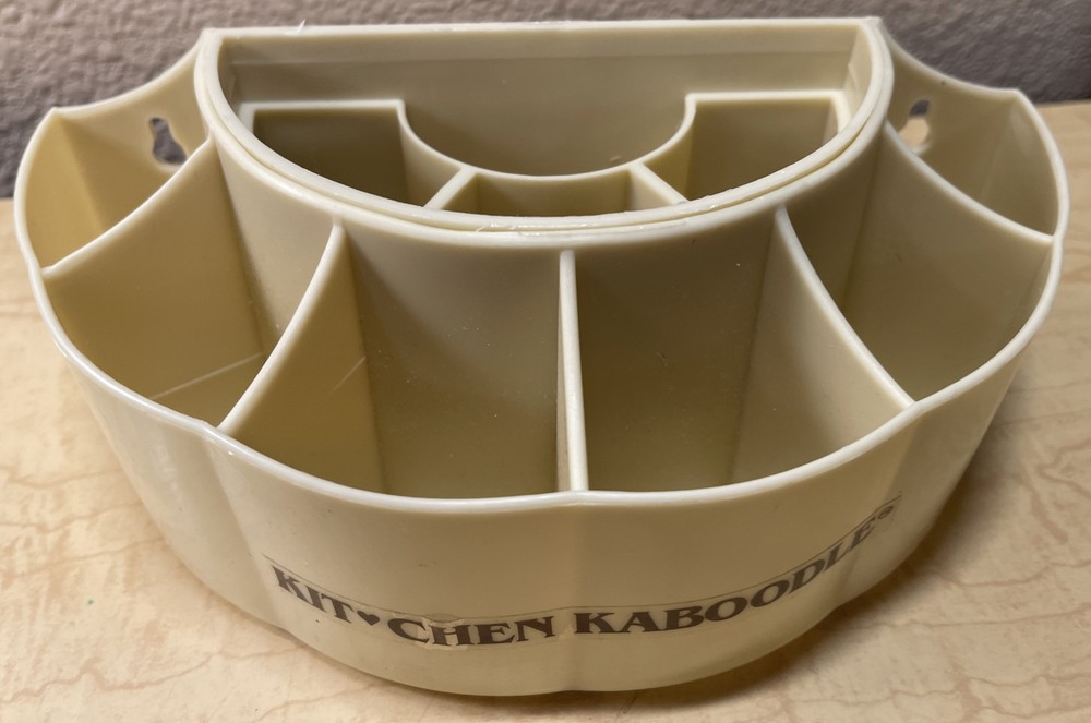 Vintage Kitchen Kaboodle Organizer Wall Mountable Half Circle Plastic Pockets