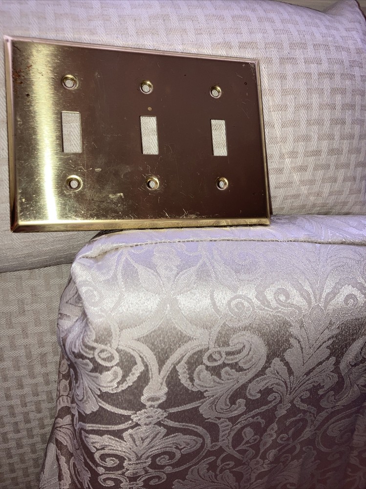 vintage brass switch cover three openings