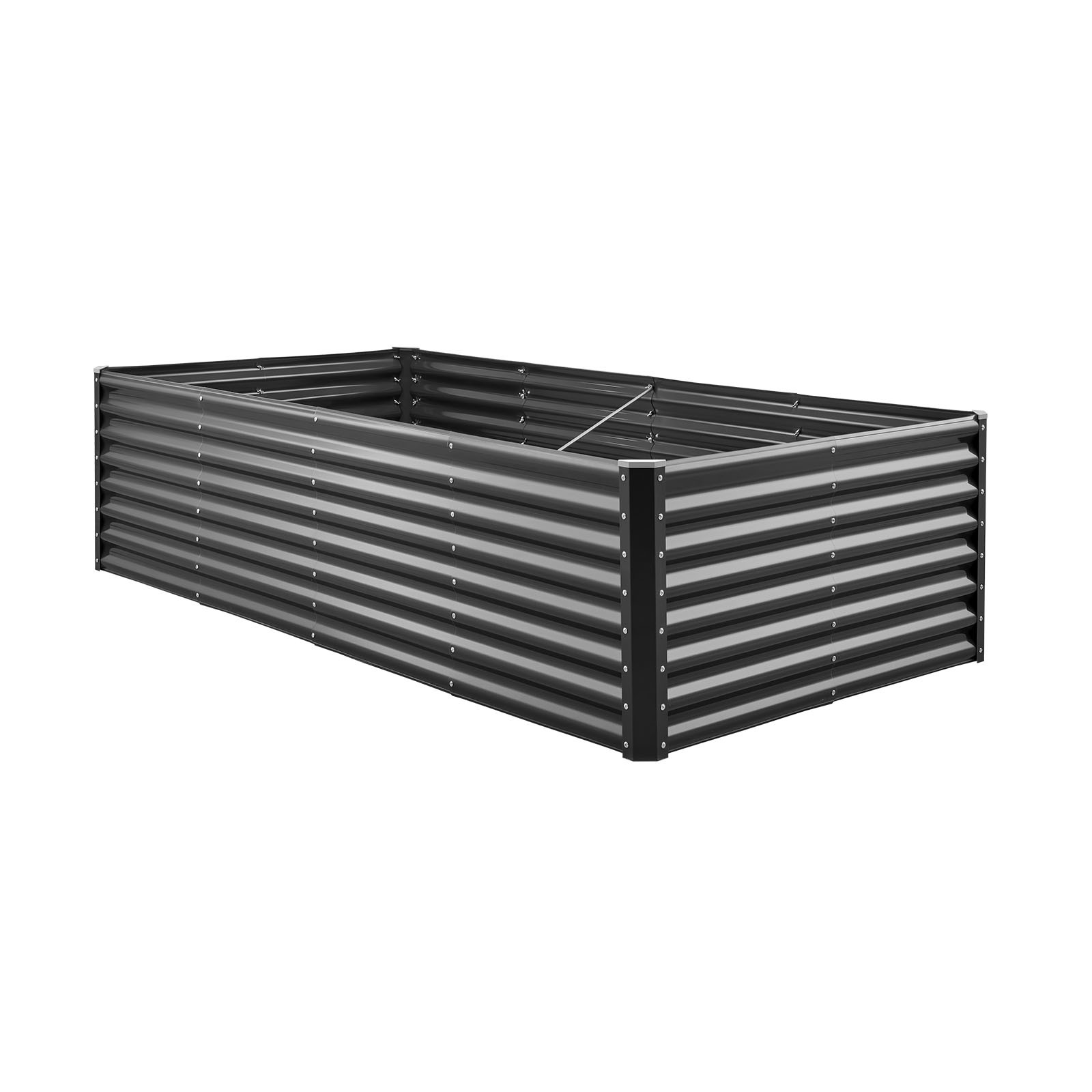 Uimoso Metal Raised Garden Bed Galvanized Planter Box 8x4x2 ft Outdoor Dark Gray