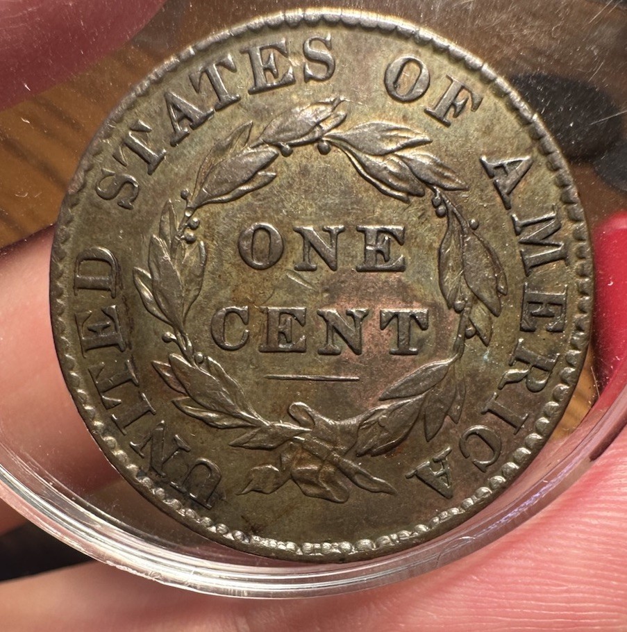 1827 Coronet Large Cent AU About Uncirculated