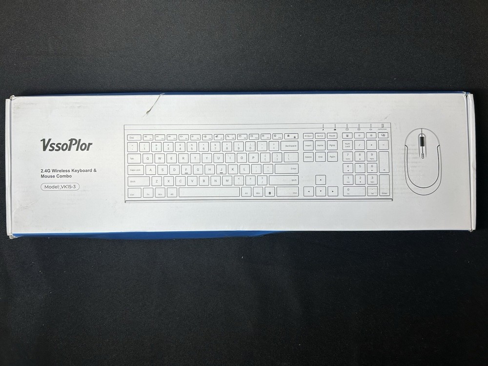 VssoPlor 2.4G Wireless Keyboard & Mouse Combo - Blue & Black