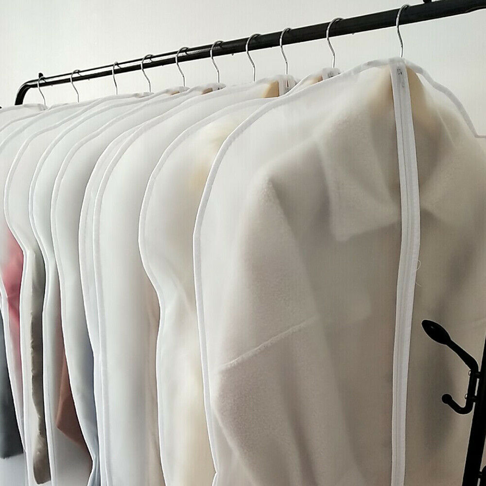 5pcs Clothes Coat Protect Garment Cover Bags Suit Storage Bags Zipper Dress NEW