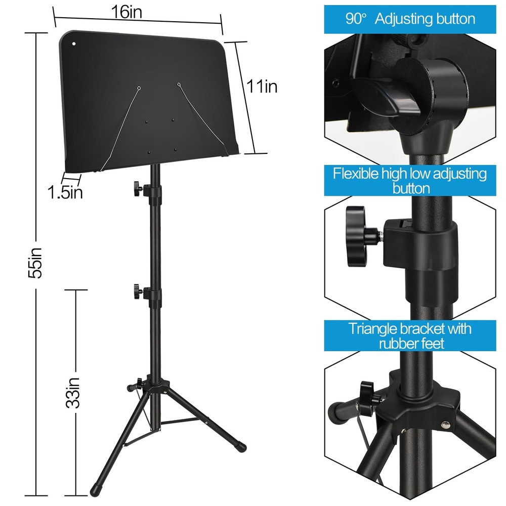 Sheet Music Stand, 1/2/3 Pack Adjustable Standard Version, 1 pack black