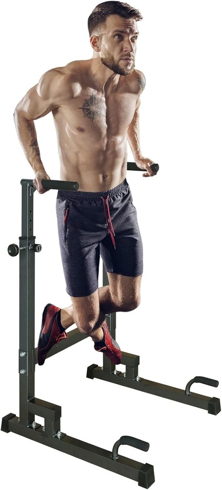 Multifunction Dip Station Pull Up Bar Fullbody Adjustable Height Dip Bar Station