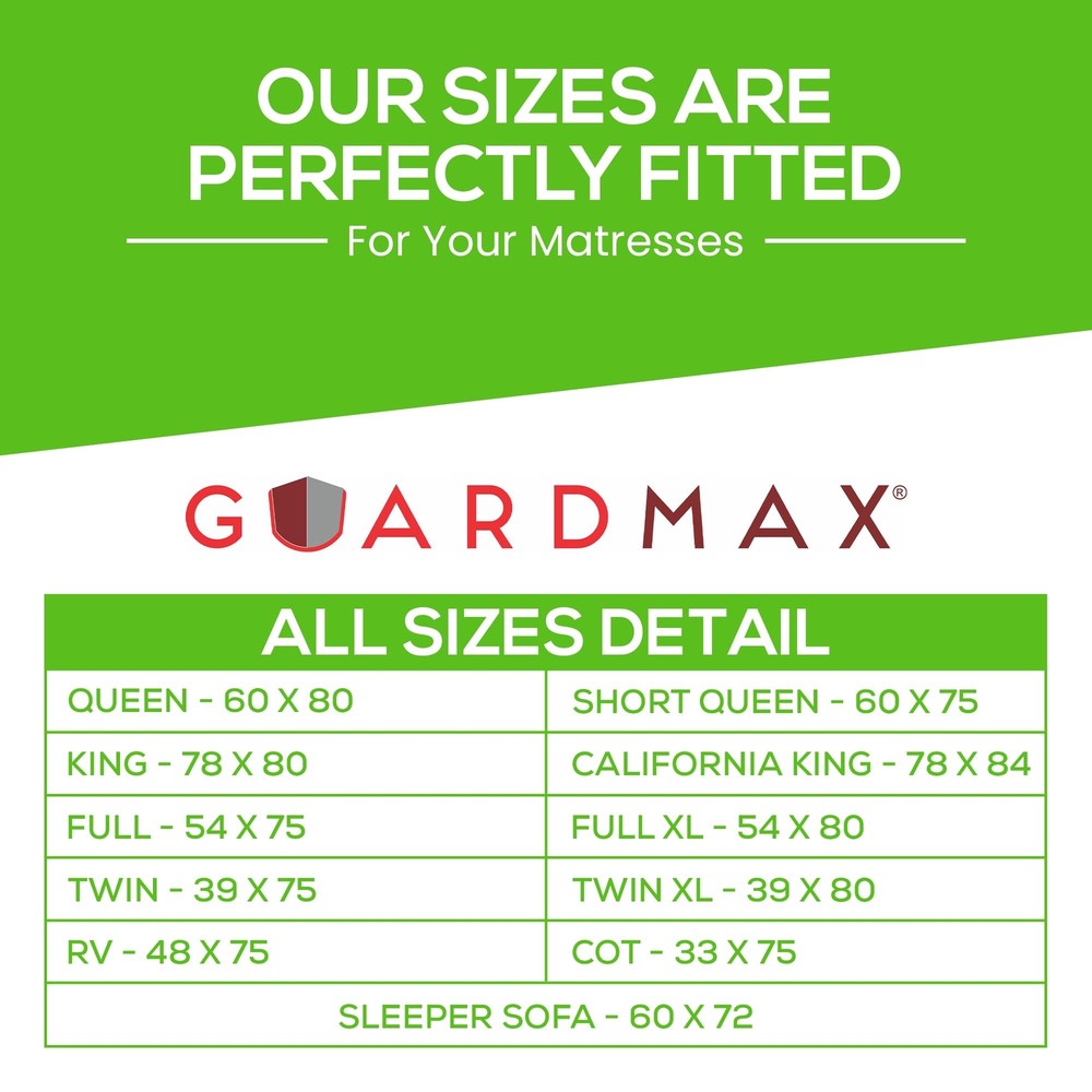 Guardmax Sleeper Sofa Mattress Protector - 100% Waterproof Zippered Encasement,