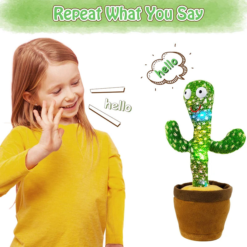 Talking & Singing Dancing Cactus Plush Toy Kids Glow Interactive Development