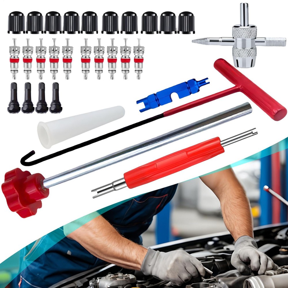 30Pcs Valve Stem Tool Kit Tire Installer Tool Valve Remover Tool Quick Change