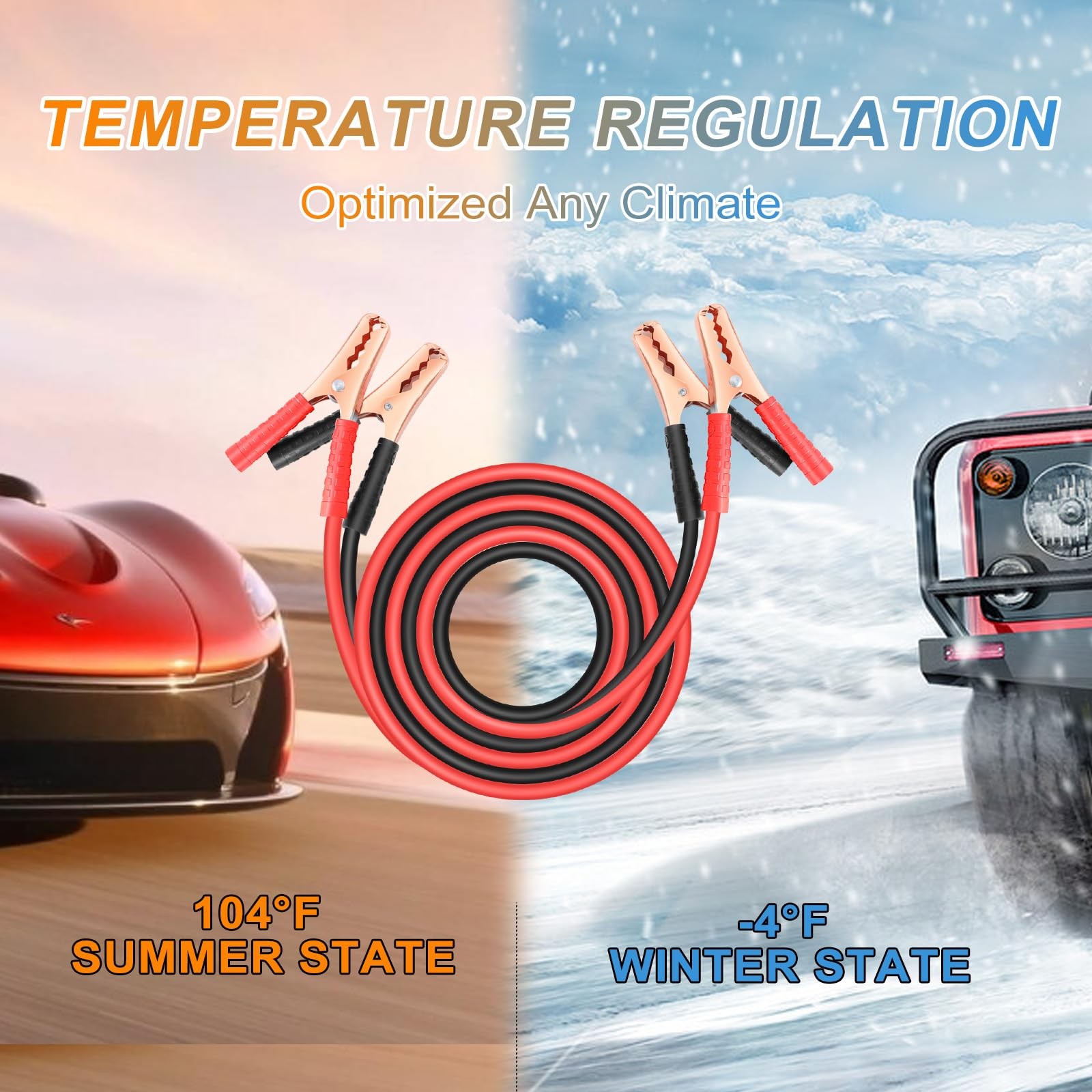 NOONE Jumper Cables for Car Battery, Heavy Duty Automotive Booster Cables for...