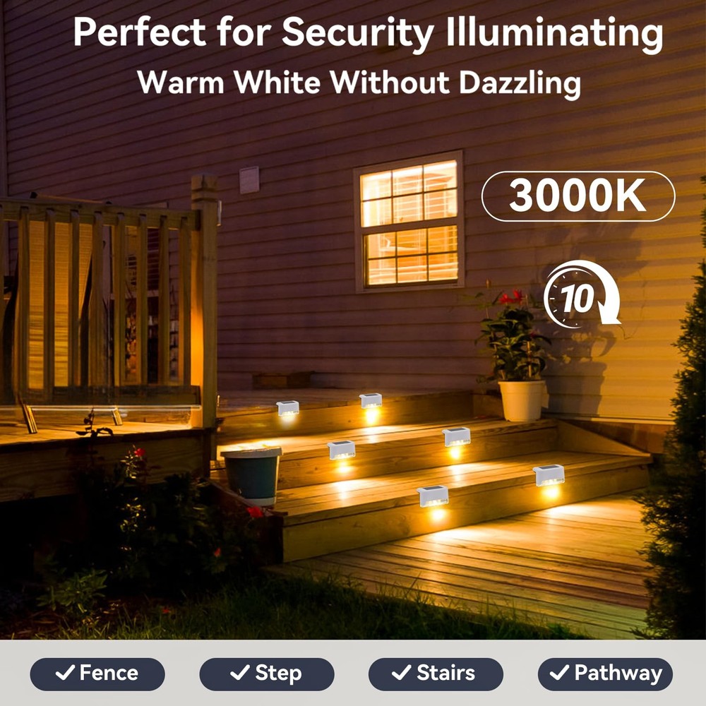 Solar Powered Deck Lights Driveway Walkway Dock Light Step Lamp Decoration