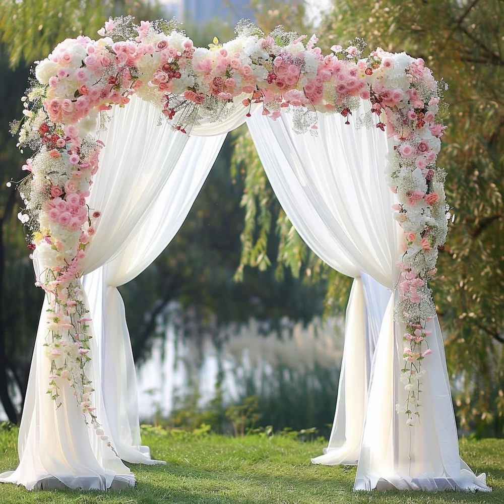 10x10 Ft White Backdrop Curtain Polyester Drape Rod Pockets Reusable