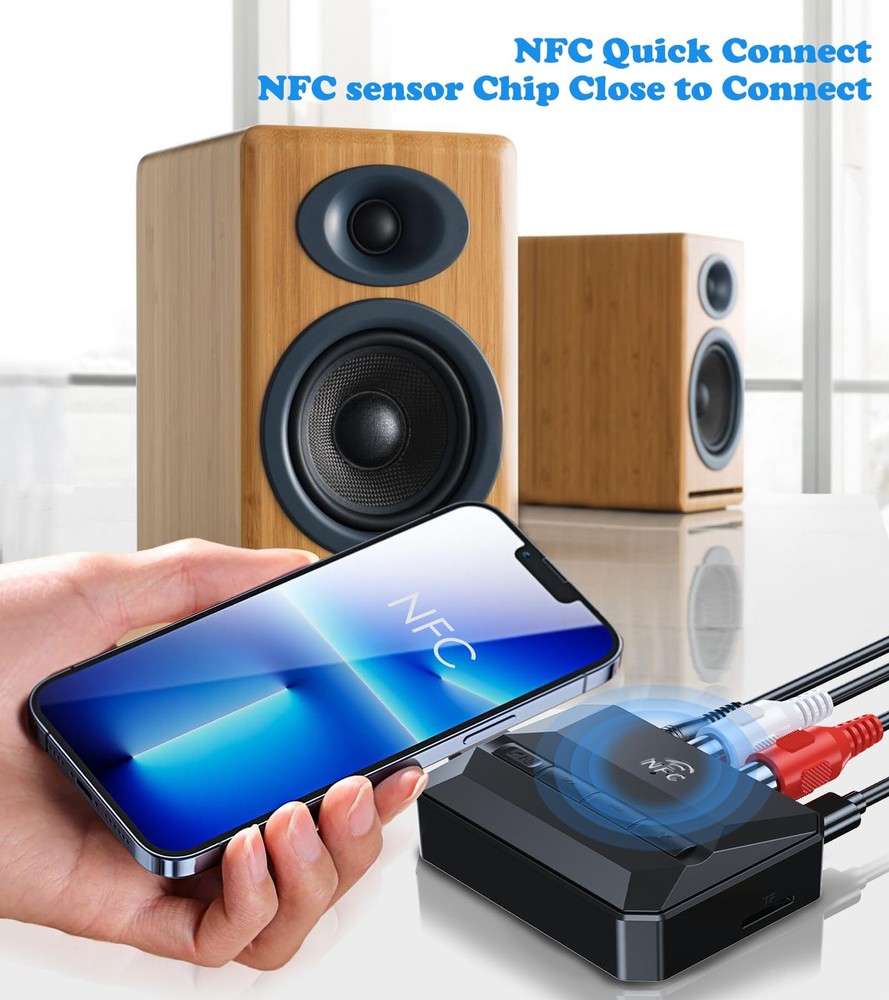 Bluetooth Receiver for Home Stereo, Bluetooth to RCA Adapter with NFC-Enabled...