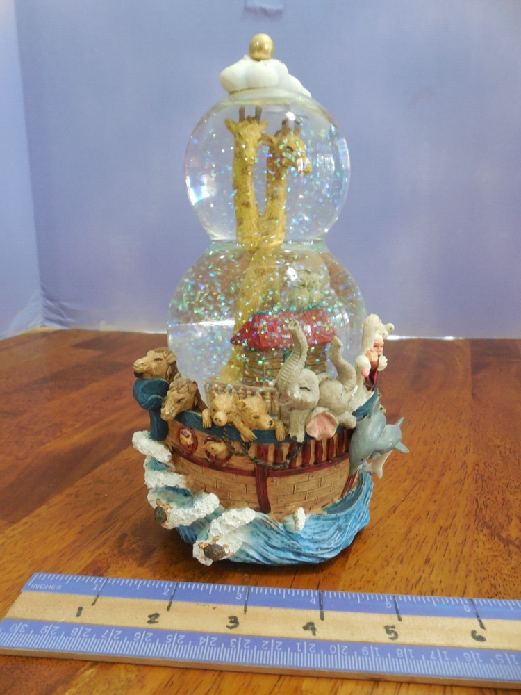 Vintage SANKYO Noah's Ark Musical Snow Globe "Side by Side"