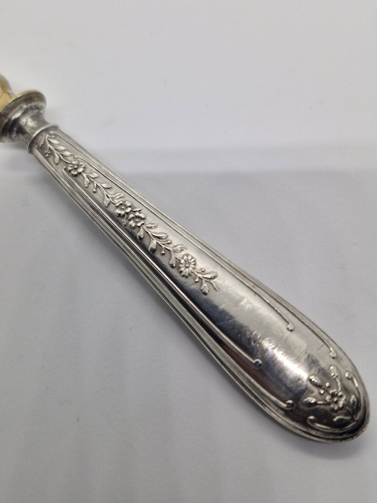 Vintage Antique brass fork with silver handle
