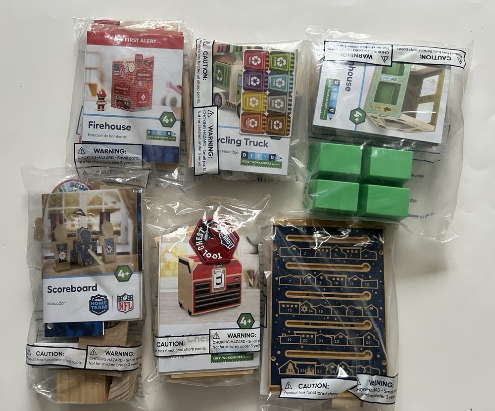 Lowe's JR. DIY BUILDER BUNDLE - 6 KID'S WORKSHOP KITS! Includes JR BUILDER PATCH