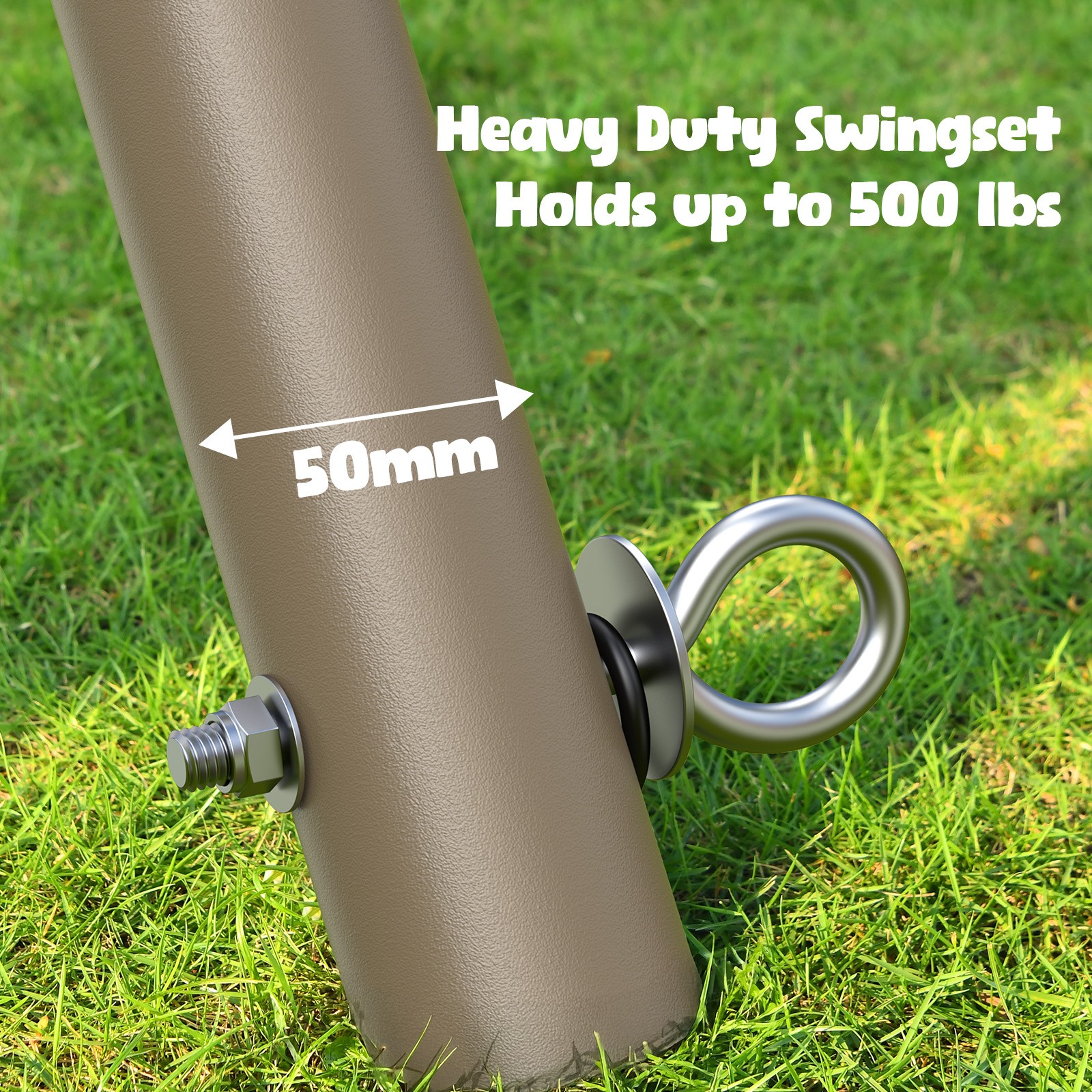 Hapfan Heavy Duty Backyard Swing Set 500lb with 50" Saucer Swing Kids