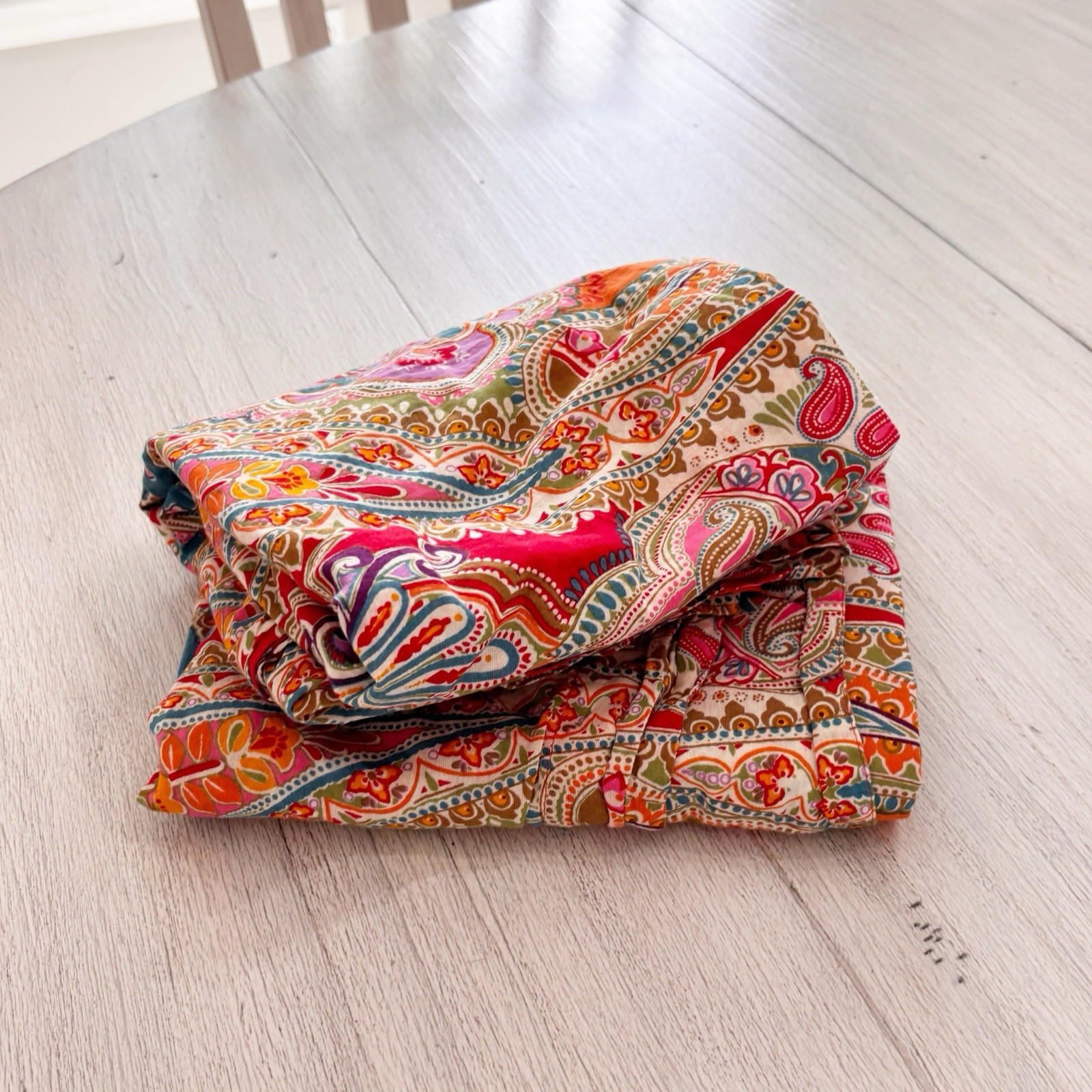 COST PLUS WORLD MARKET Multicolor Paisley VENICE Print Split Shower Curtain READ