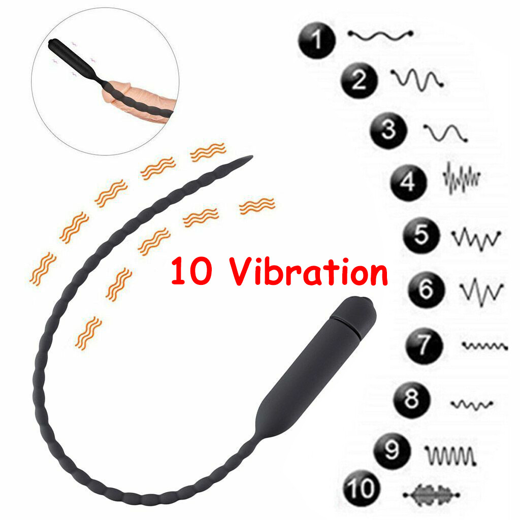 Male Vibrating Penis Plug Electrical Urethral Sounds Silicone Prostate Massage