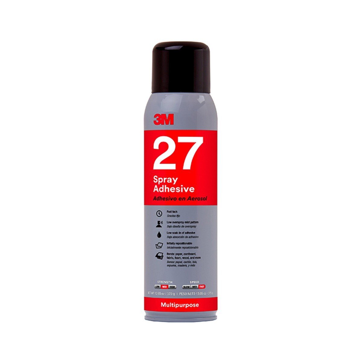 3M 07832 | Multi-Purpose 27 Spray Adhesive, Clear, 16 oz. Aerosol Can
