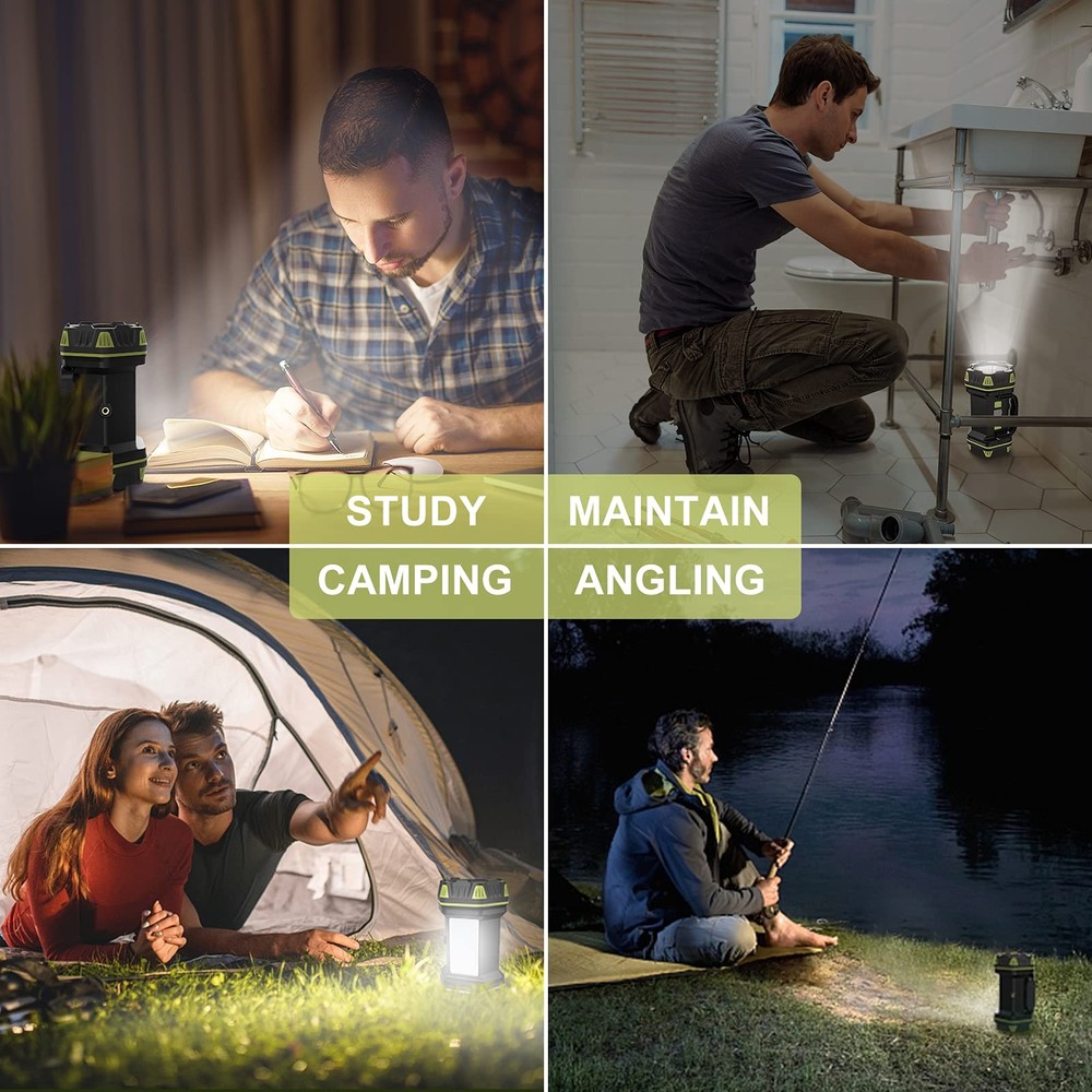 AlpsWolf 2 Pack Camping Lantern Rechargeable, LED Flashlight, Green