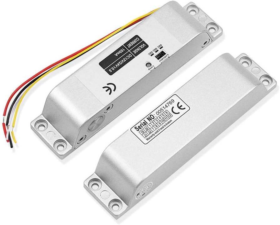 Electric Drop Bolt Lock DC 12V Fail Safe NC Mode Electronic Large, Silver