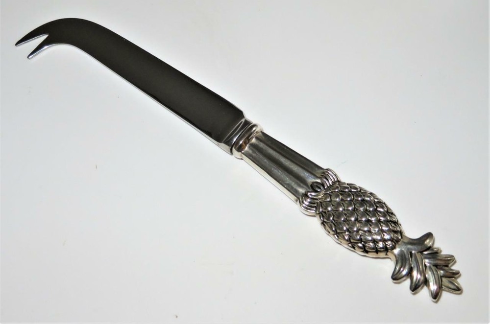 Godinger Silver Plated Pineapple Green Marble Cheese Cutting Board w/ Knife 13"